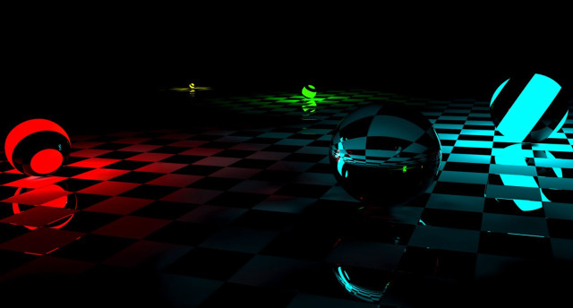 Checkered floor red blue object free wallpaper for desktop - medium preview image