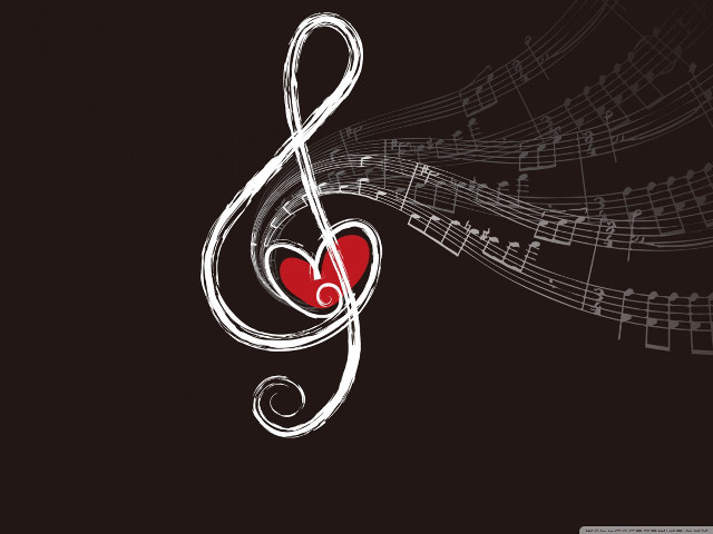 Musical note heart background red #3 free wallpaper for desktop - medium preview image