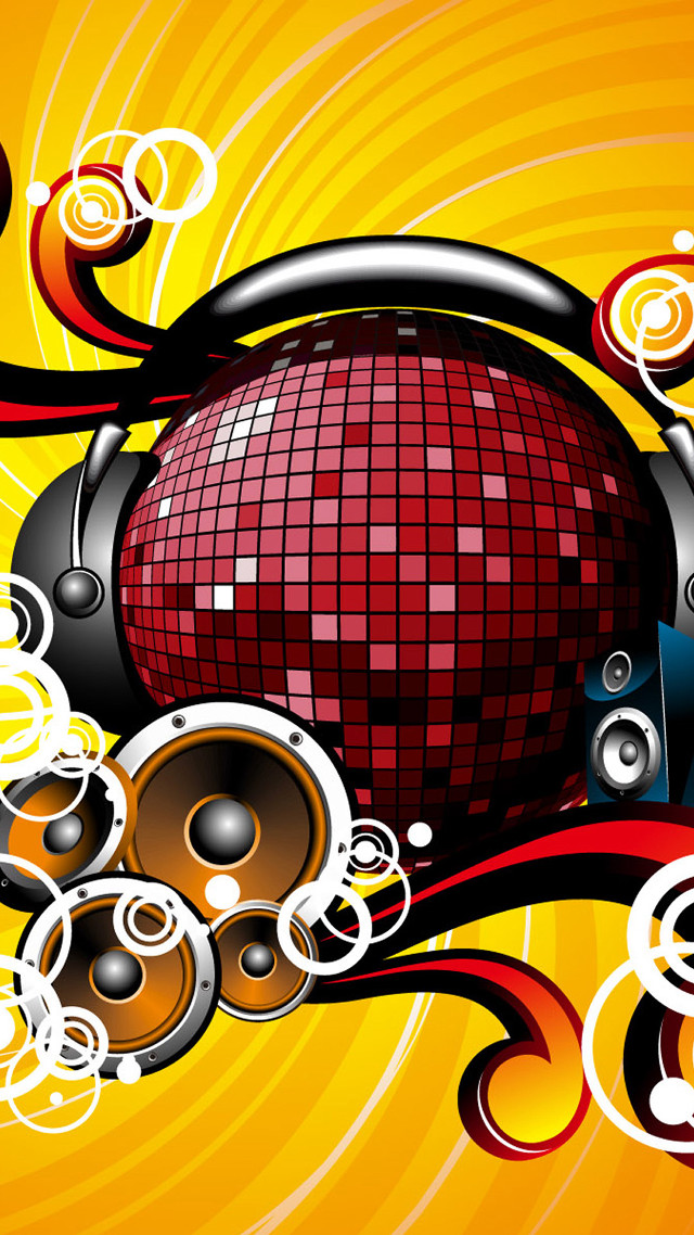 Disco ball speakers boombox yellow free wallpaper for mobile - medium preview image