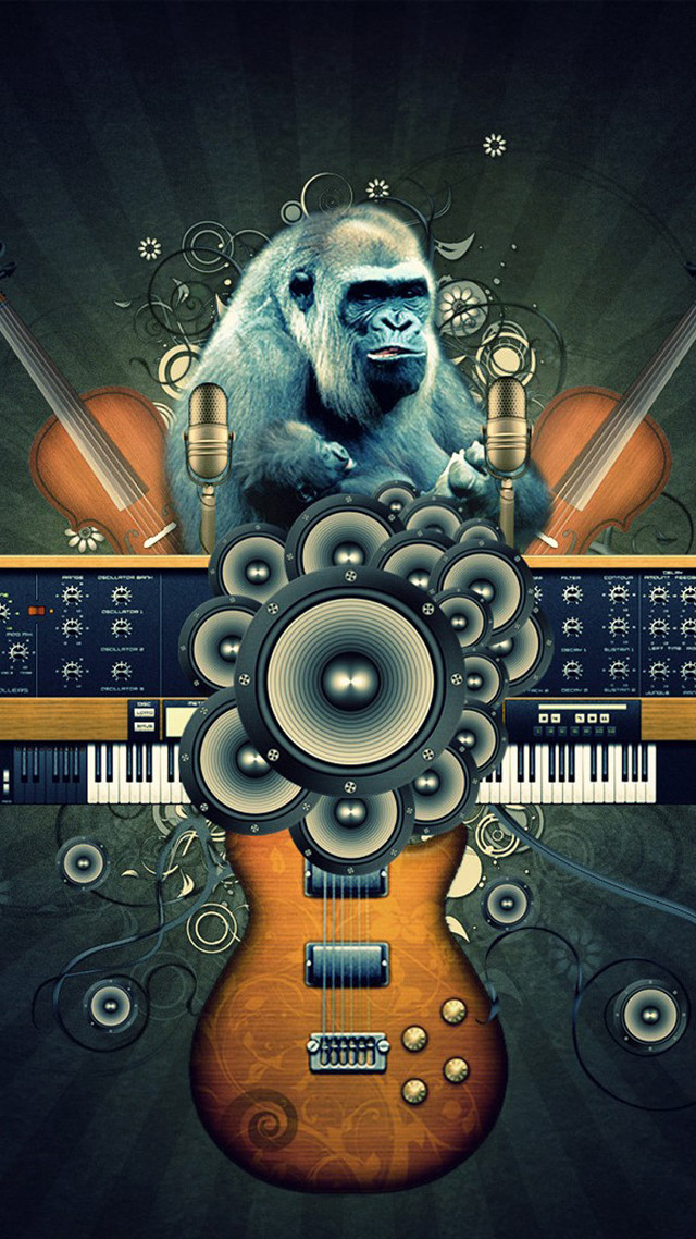 Monkey keyboard guitar microphone soundboard free wallpaper for mobile - medium preview image