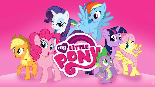 Little ponies group pink background #2 free wallpaper for desktop - medium preview image