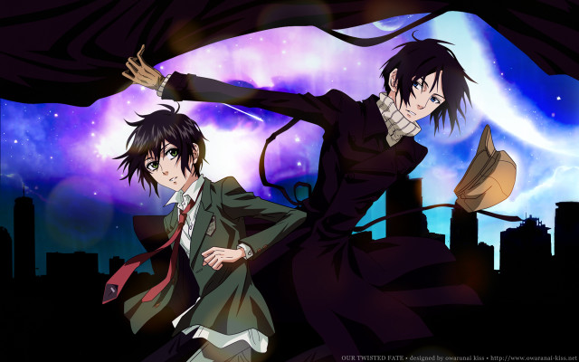 Anime characters city skyline purple #2 free wallpaper for desktop - medium preview image