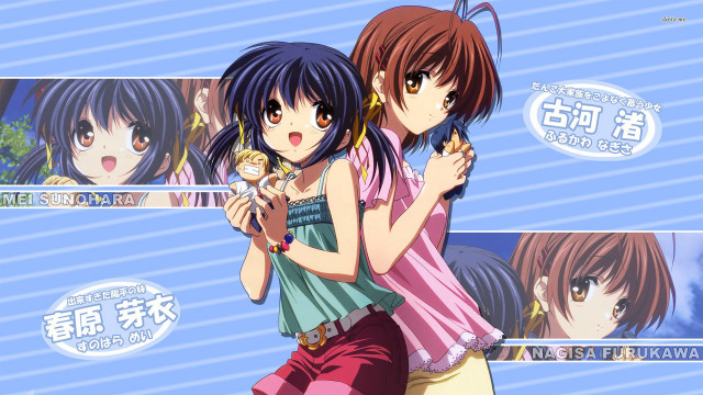 Anime girls hugging blue background #3 free wallpaper for desktop - medium preview image