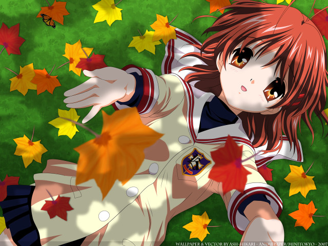 Girl uniform maple leaf leaves free wallpaper for desktop - medium preview image