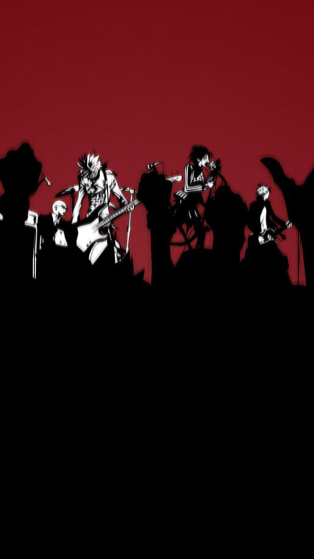 Silhouette musicians red background black free wallpaper for mobile - medium preview image