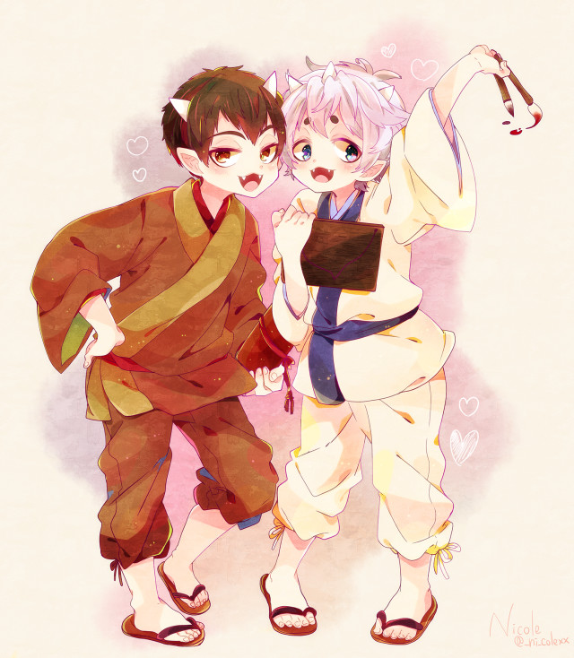 Anime couple pink background boys free wallpaper for tablet - medium preview image
