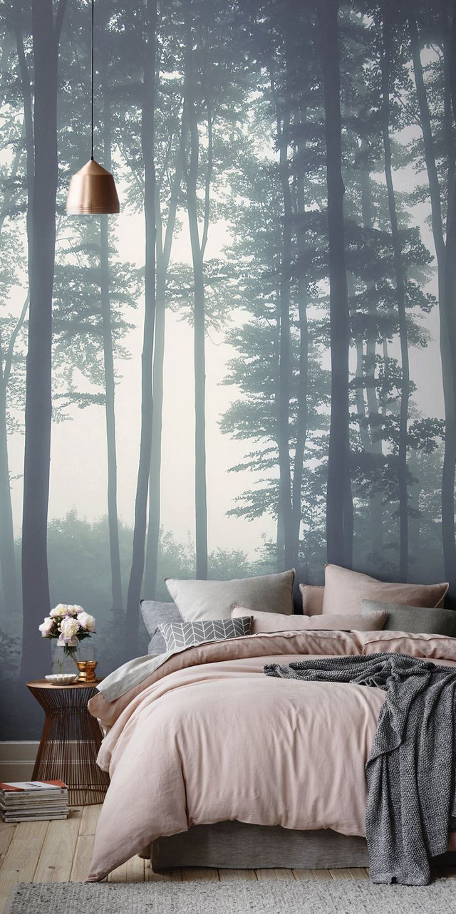 Bedroom wall mural trees pink #2 free wallpaper for mobile - medium preview image