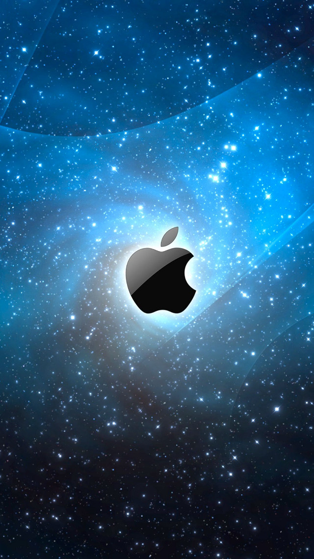 Apple logo blue background stars #2 free wallpaper for mobile - medium preview image