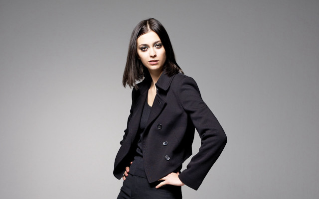 Woman black suit posing hands #3 free wallpaper for desktop - medium preview image