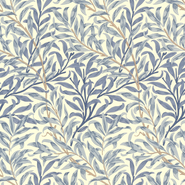 Blue white leaf pattern beige free wallpaper for tablet - medium preview image