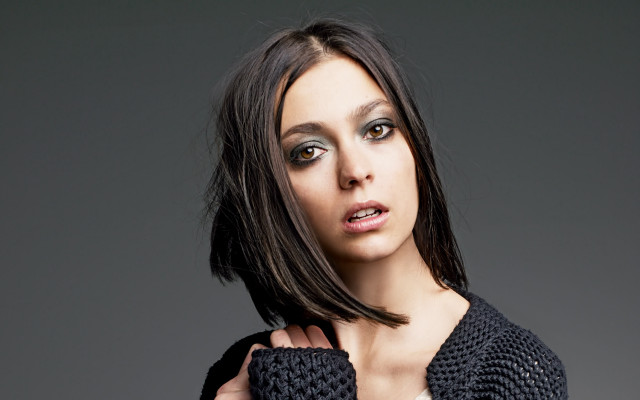 Woman black sweater white shirt free wallpaper for desktop - medium preview image