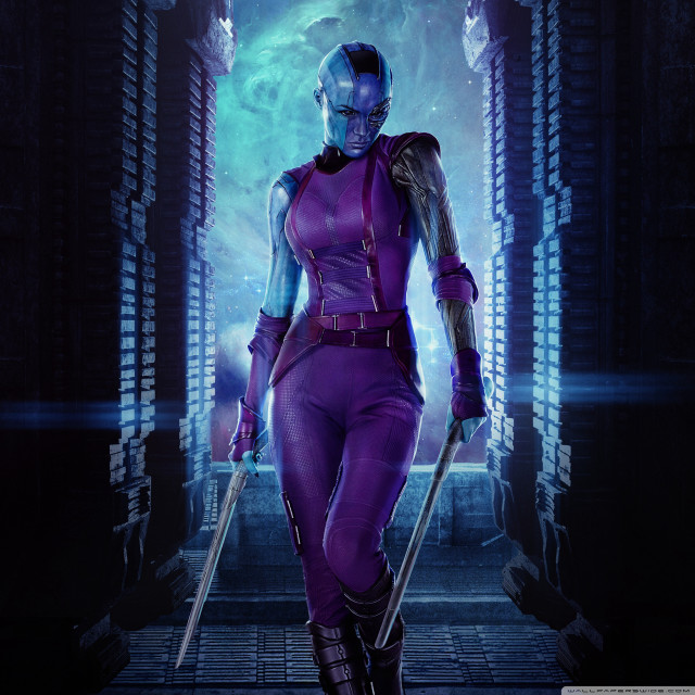 Purple skin cyberpunk solo woman free wallpaper for tablet - medium preview image