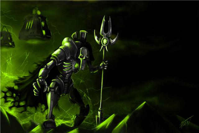 Green black demon spear skull free wallpaper for desktop - medium preview image