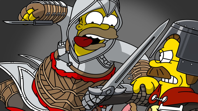 Knight bird armor swords cartoon free wallpaper for desktop - medium preview image