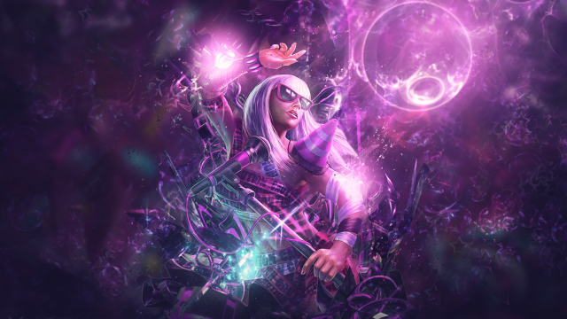 Woman purple outfit purple background free wallpaper for desktop - medium preview image