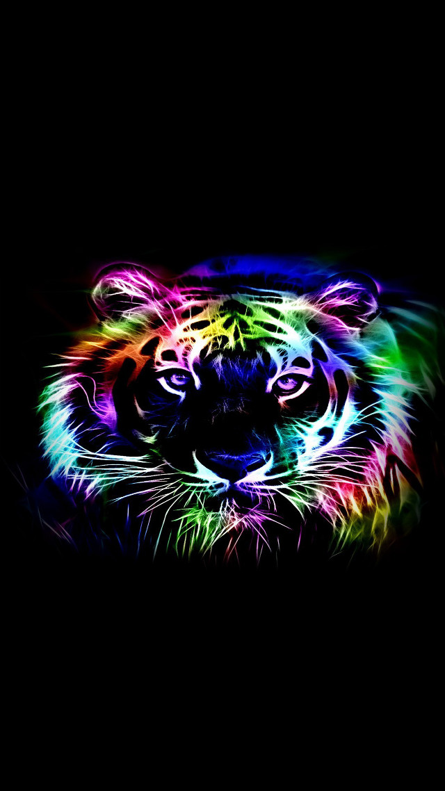 Colorful tiger black background white free wallpaper for mobile - medium preview image