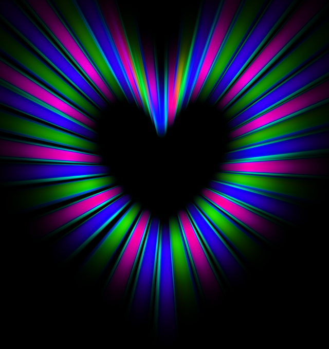 Heart black background rainbow light #2 free wallpaper for tablet - medium preview image