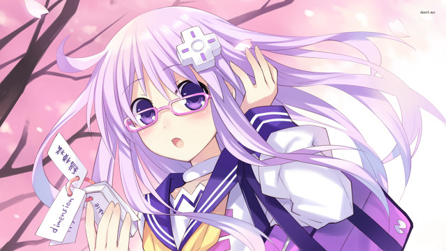Anime girl glasses cherryblossoms spring free wallpaper for desktop - medium preview image