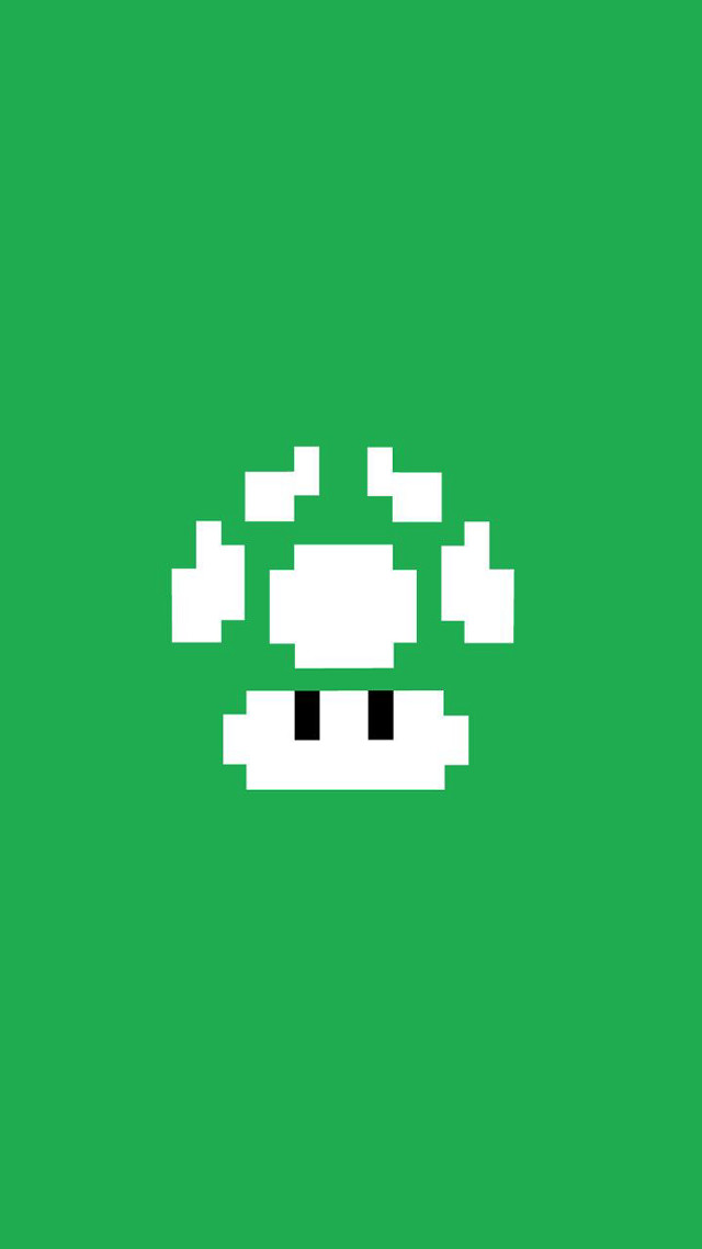 Green pixellated mushroom face eyes free wallpaper for mobile - medium preview image