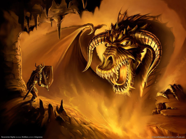 Dragon huge head man sword free wallpaper for desktop - medium preview image