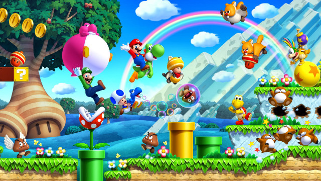 Mario characters rainbow background video #2 free wallpaper for desktop - medium preview image