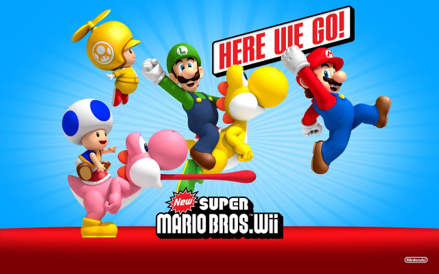 Super mario bros group poster free wallpaper for desktop - medium preview image