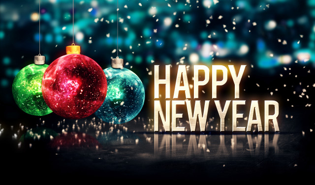 Happy new year ornaments snow free wallpaper for desktop - medium preview image