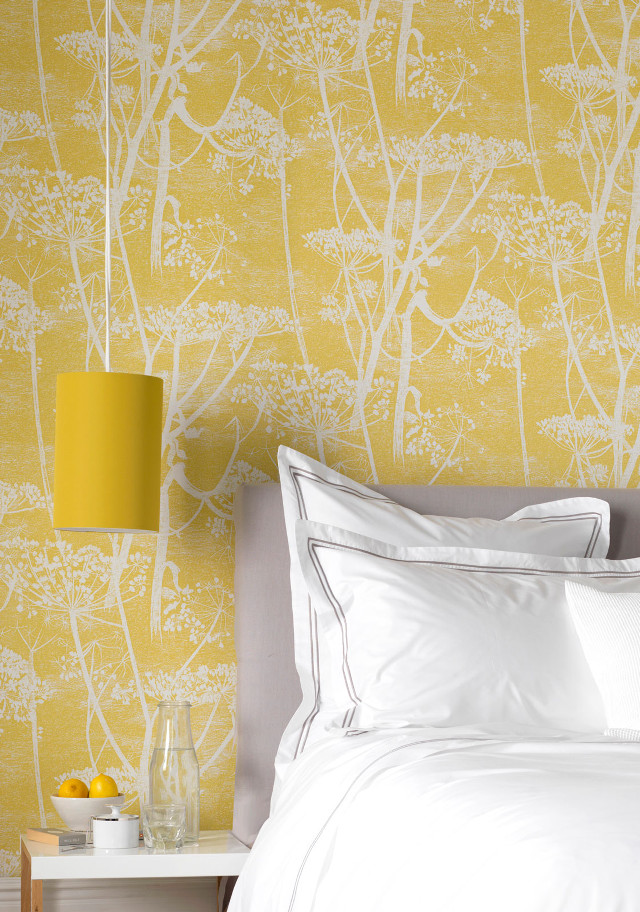 Bed white comforter yellow lamp free wallpaper for mobile - medium preview image