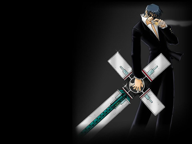 Man suit swords cigarette hands free wallpaper for desktop - medium preview image
