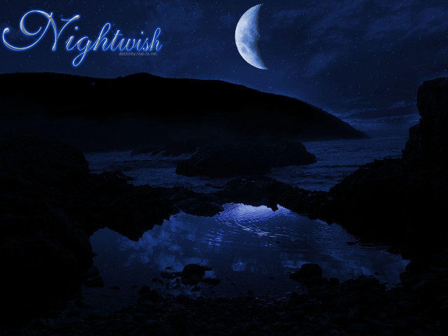 Night moon mountain water cityscape free wallpaper for desktop - medium preview image