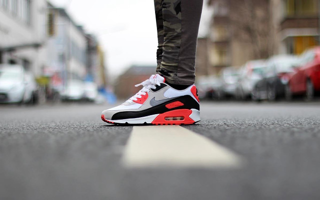 Person street red white shoe free wallpaper for desktop - medium preview image