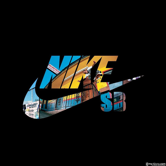 Nike logo dark background blue free wallpaper for tablet - medium preview image