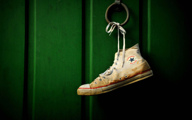 Shoes hanging green wall ring free wallpaper for desktop - medium preview image