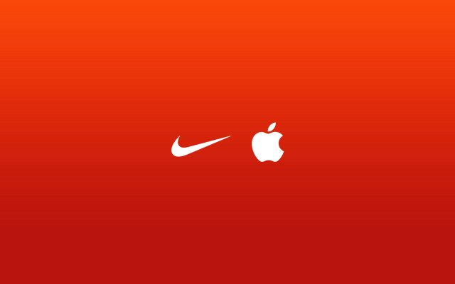 Red apple nike logo white free wallpaper for desktop - medium preview image