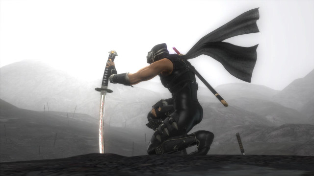 Man black outfit sword flag free wallpaper for desktop - medium preview image