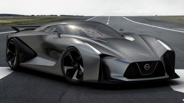 Futuristic car driving road sky free wallpaper for desktop - medium preview image