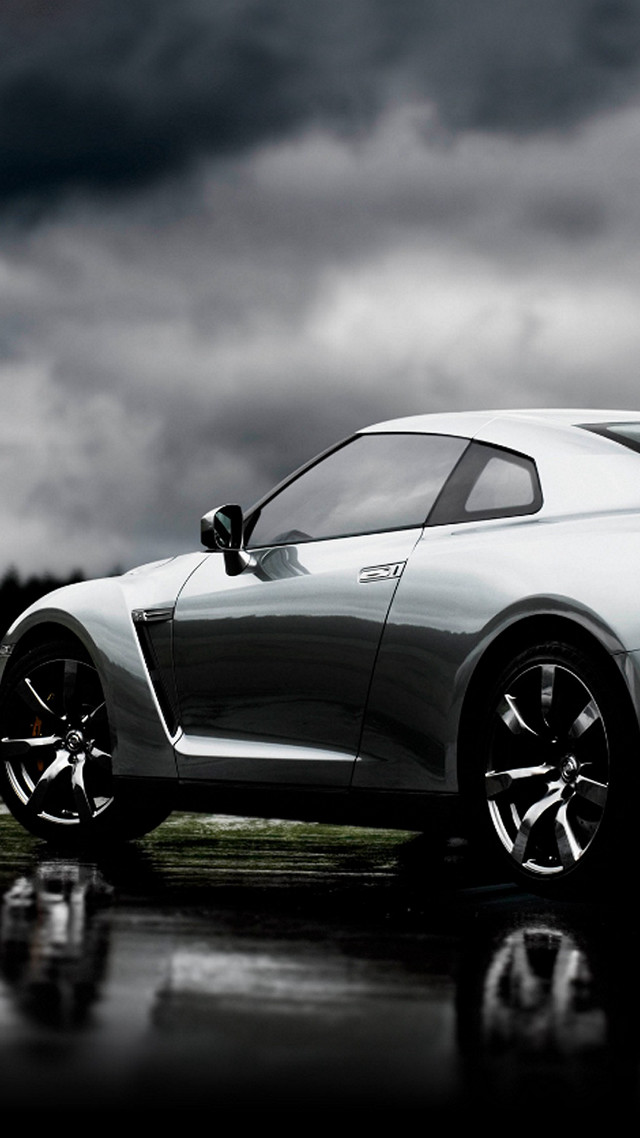 Car parked wet road cloudy free wallpaper for mobile - medium preview image