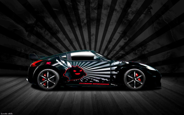 Black sports car red stripes #2 free wallpaper for desktop - medium preview image