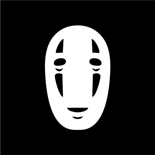 White mask black background face free wallpaper for tablet - medium preview image