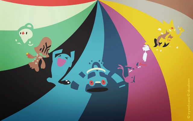 Colorful man cat dog head free wallpaper for desktop - medium preview image