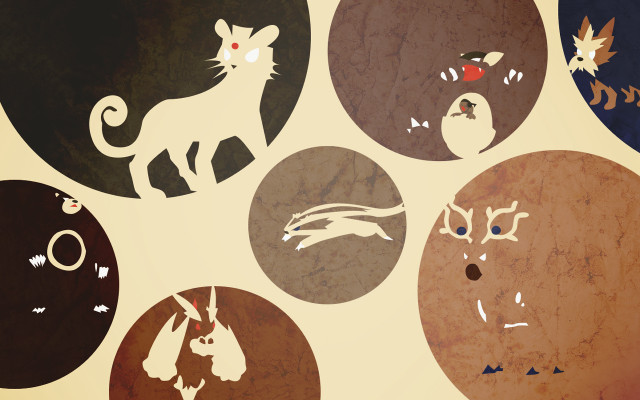 Colored circles cat bird group free wallpaper for desktop - medium preview image