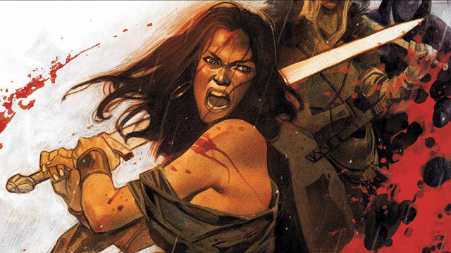 Woman sword blood face arm free wallpaper for desktop - medium preview image