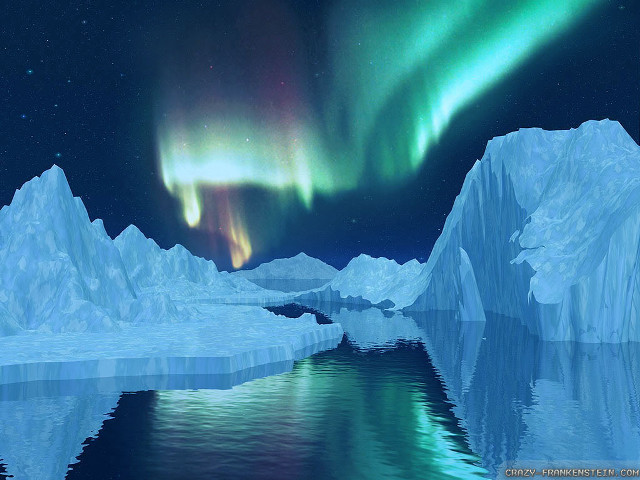 Aurora northern lights icebergs arctic free wallpaper for desktop - medium preview image