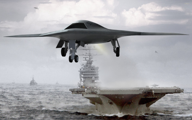 Fighter jet ship ocean helicopter free wallpaper for desktop - medium preview image