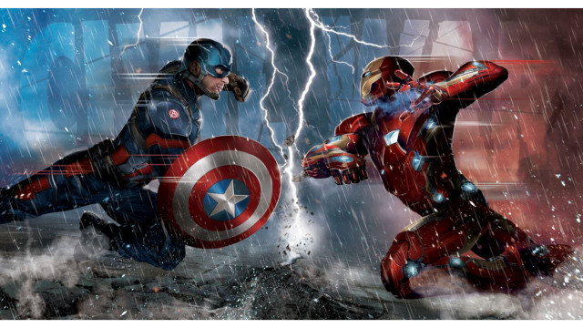 Superheroes fighting rain lightning man free wallpaper for desktop - medium preview image