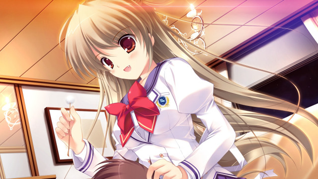 Girl longhair redbow blush schooluniform free wallpaper for desktop - medium preview image