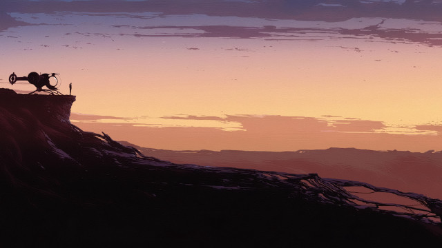 Man horse hill sunset sky free wallpaper for desktop - medium preview image