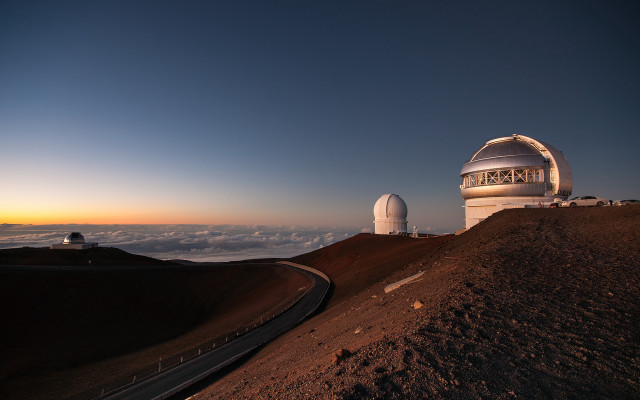Telescope hill sunset clouds sky free wallpaper for desktop - medium preview image