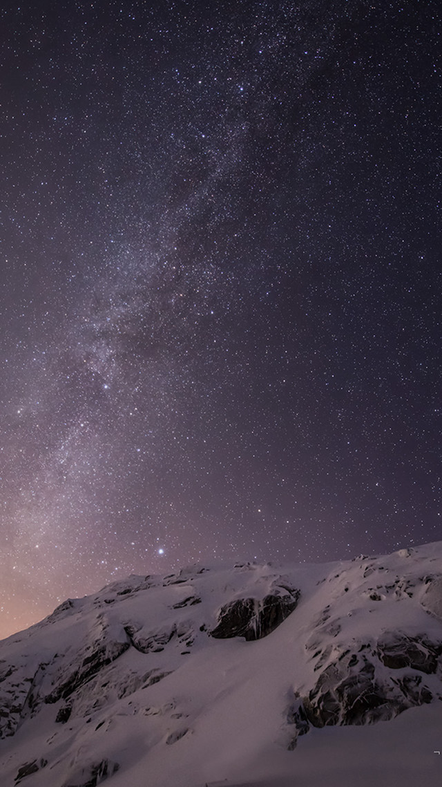 Snowy mountain night sky stars free wallpaper for mobile - medium preview image