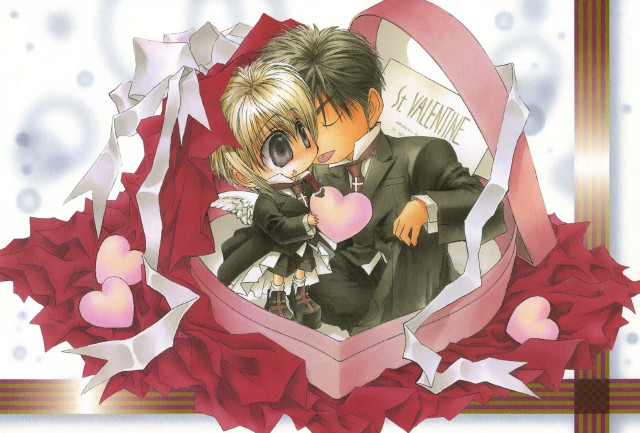Anime couple heart box roses free wallpaper for desktop - medium preview image